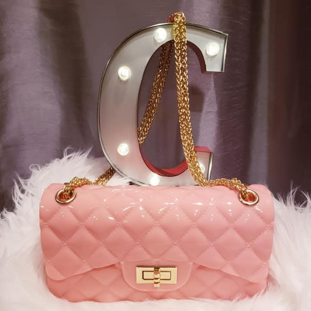 Pink Quilted Chain Shoulder Bag